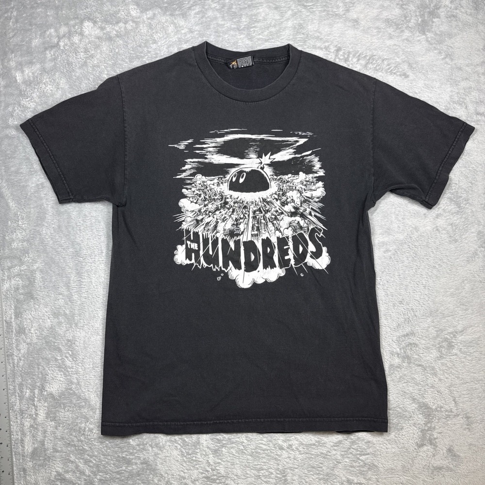 The Hundreds Shirt Men L Black Bomb City Graphic‎ Faded Cracked Distressed